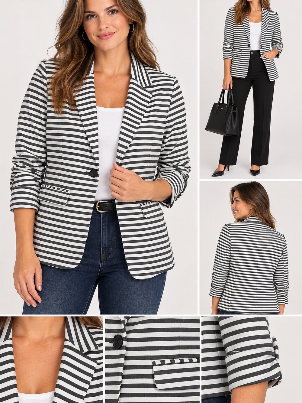 Catherine Malandrino Black & White Striped Blazer